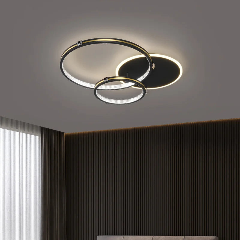 Modern minimalist gold LED ceiling light for indoor and outdoor use - vue 5 sur 10