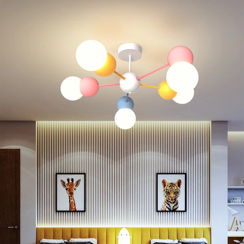 Nordic minimalist children's room chandelier - vue 3 sur 9