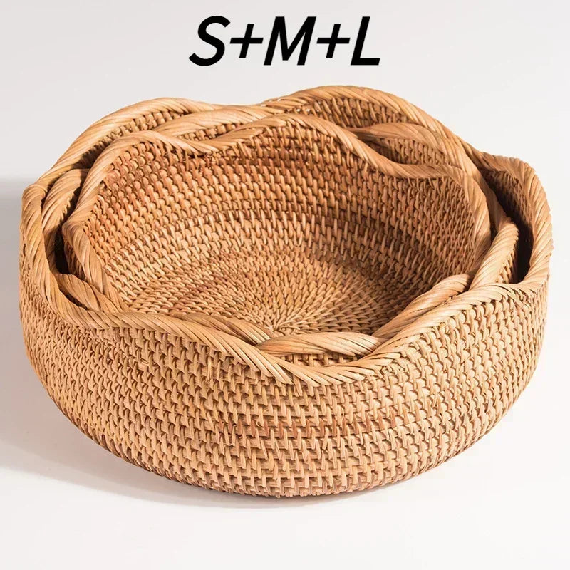 panier de rangement tissé à la main en rotin pour cuisine et pique-nique - vue 22 sur 22