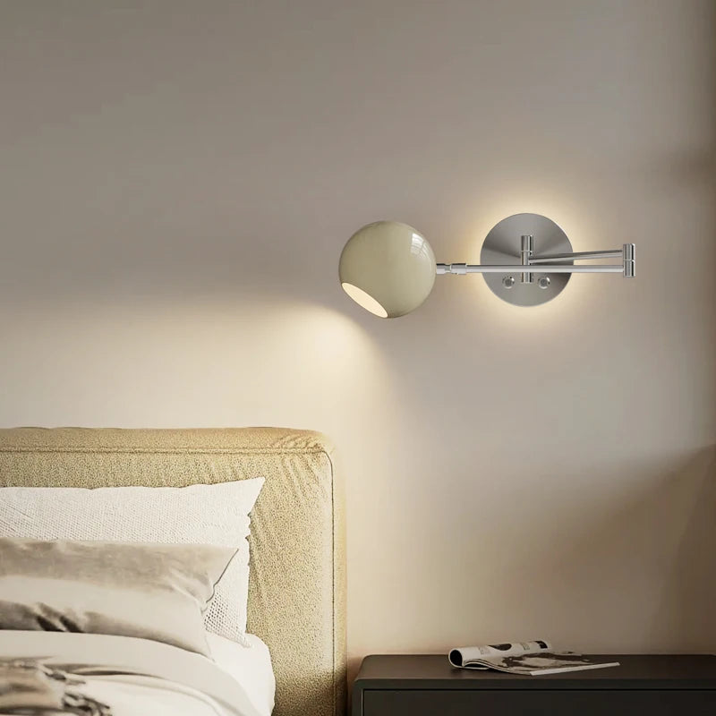 lampe de lecture murale style crème bras oscillant bauhaus interrupteur tactile - vue 6 sur 10