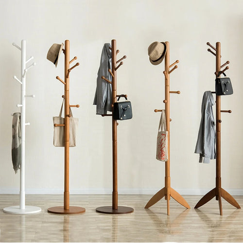 porte-manteau vertical en bois massif design moderne pour vêtements - vue 2 sur 8