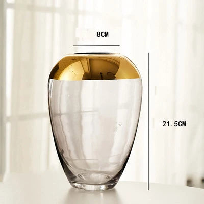 Light luxury handicraft ornaments, ice flower colored glass vase, large transparent glaze ware - vue 6 sur 11