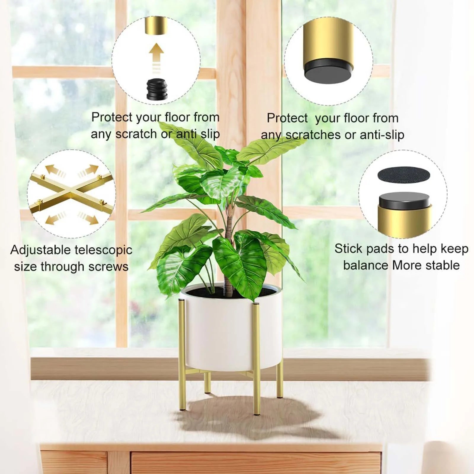 support de plantes en métal élégant et réglable pour intérieur extérieur - vue 8 sur 7