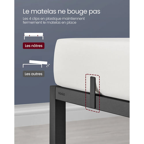 VASAGLE Double Bed Frame, Metal Bed Frame, with Bedside Shelves, Guest Bed Frame, for 140 x 200 cm Mattresses, Easy Assembly - vue 5 sur 7