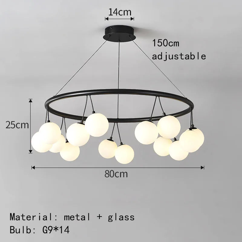 lustre moderne en verre éclairage suspendu réglable design élégant - vue 8 sur 10