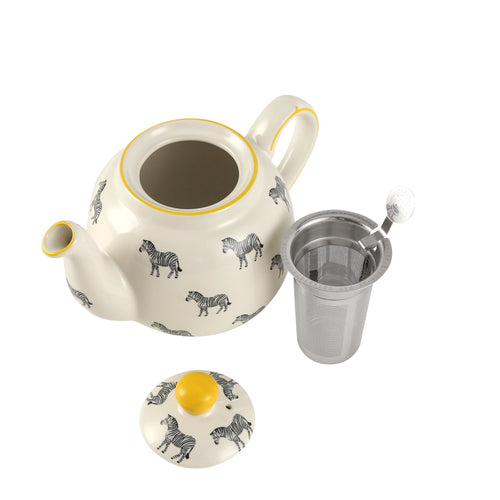 Théière céramique motif zebre avec infuseur inox