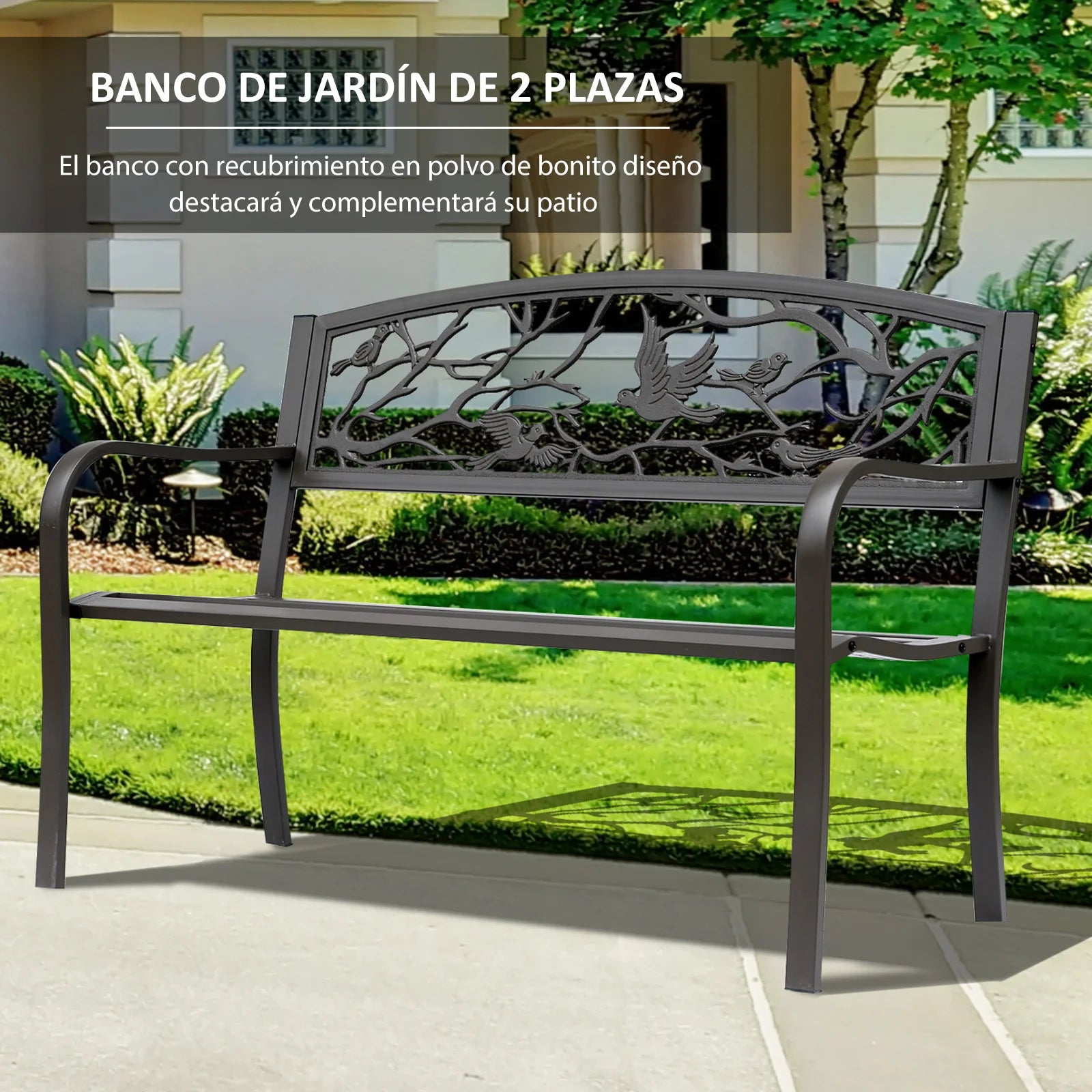 banc de jardin marron avec dossier animal design élégant et confortable - vue 6 sur 6
