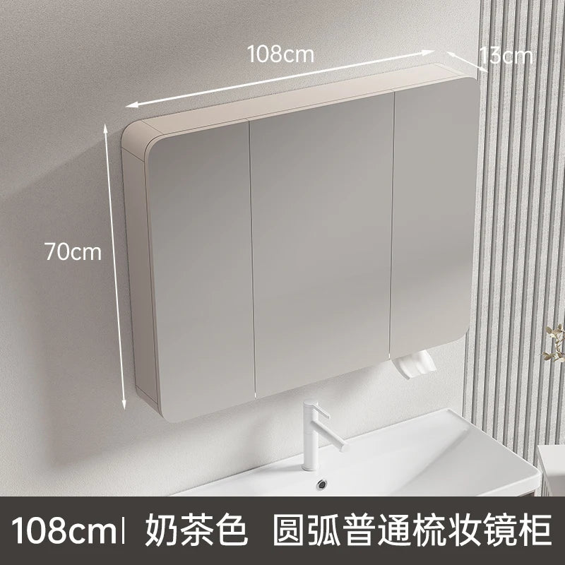 armoire circulaire en aluminium avec miroir éclairage intelligent et rangement - vue 15 sur 32