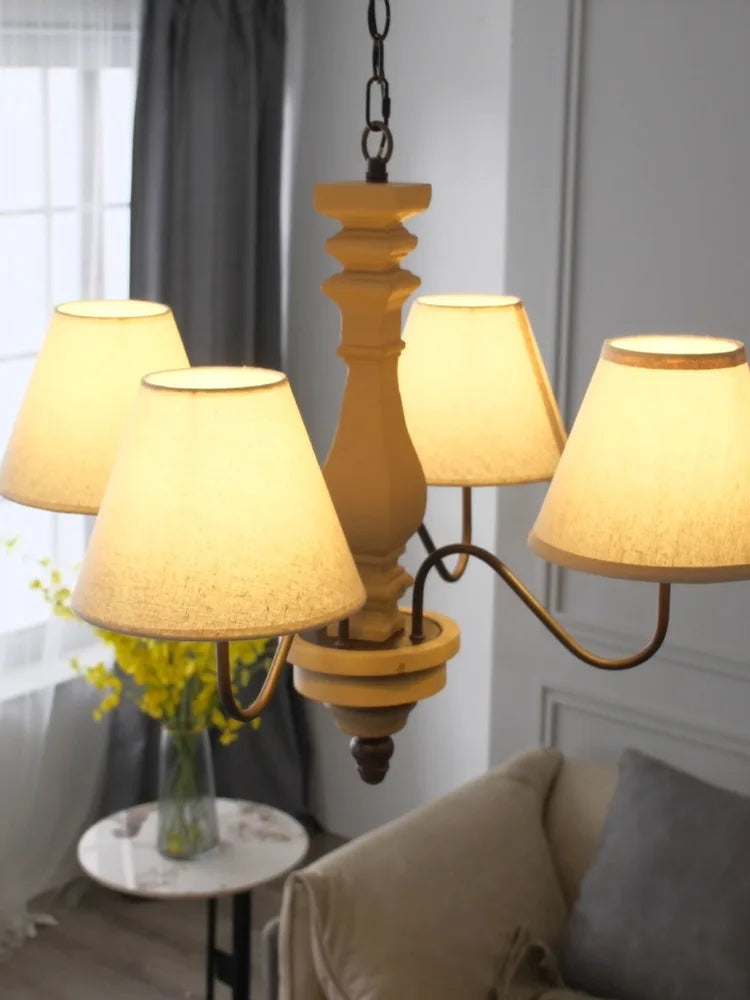lustre rétro en bois pour un éclairage vintage élégant - vue 5 sur 7
