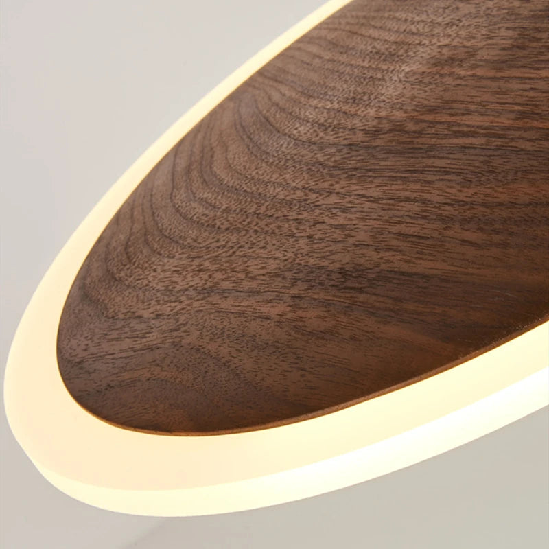 Suspension design ronde Led en noyer noir - vue 6 sur 9