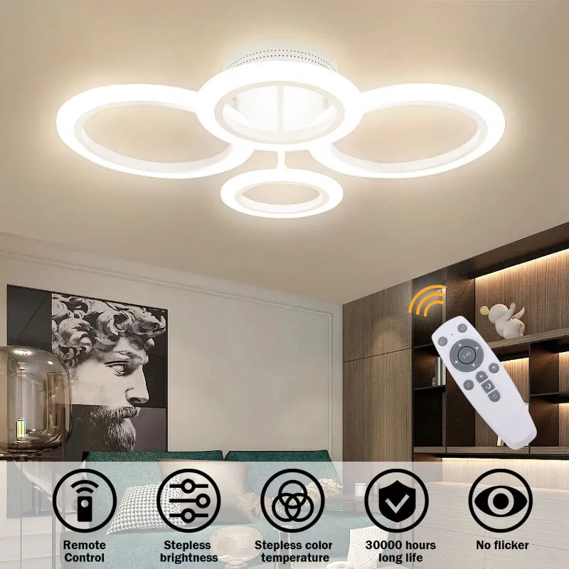 Plafond moderne à LEDs lampe luminosité continue dimmable télécommande plafonniers pour salon chambre cuisine salle à manger - vue 3 sur 13