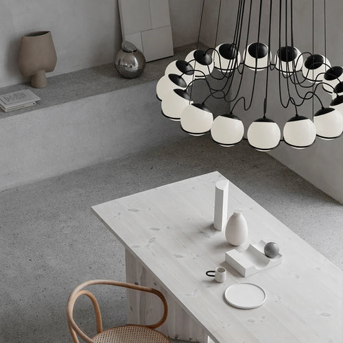 Minimalist glass chandelier for elegant interior decoration - vue 4 sur 12