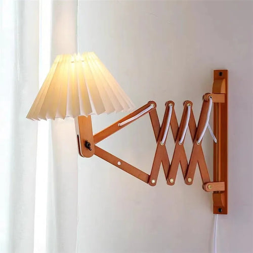 Sax applique moderne télescopique led lampe en bois salon japonais bras long créatif chambre chevet décoration maison lumière - vue 5 sur 8