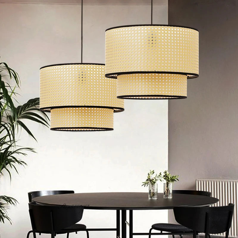 suspension rotin artisanale style japonais pour café restaurant - vue 11 sur 10