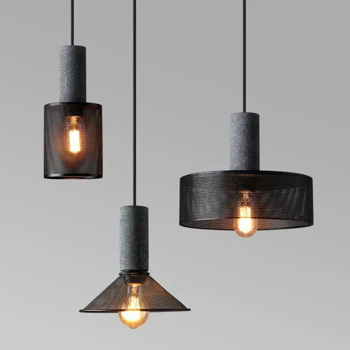 Plafonnier LED suspendu en ciment au design industriel moderne - vue 3 sur 12