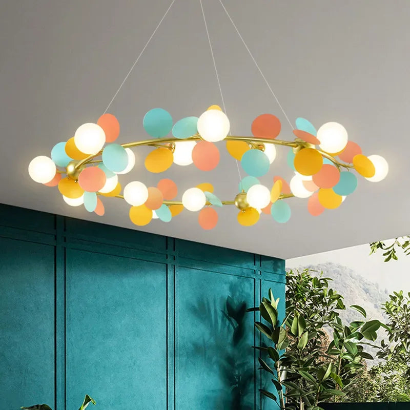 lustre moderne en verre design raisin doré luminaires suspendus - vue 7 sur 18