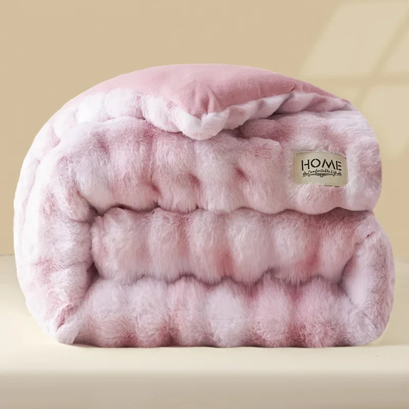 Class A maternal and infant grade warm rabbit plush quilt, thickened milk plush in winter, can sleep naked quilt core - vue 4 sur 6