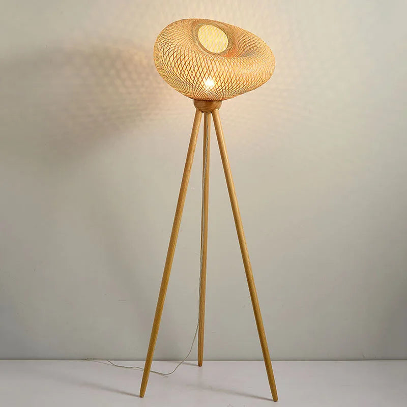 lampadaire japonais retro art en bambou pour intérieur élégant - vue 5 sur 9