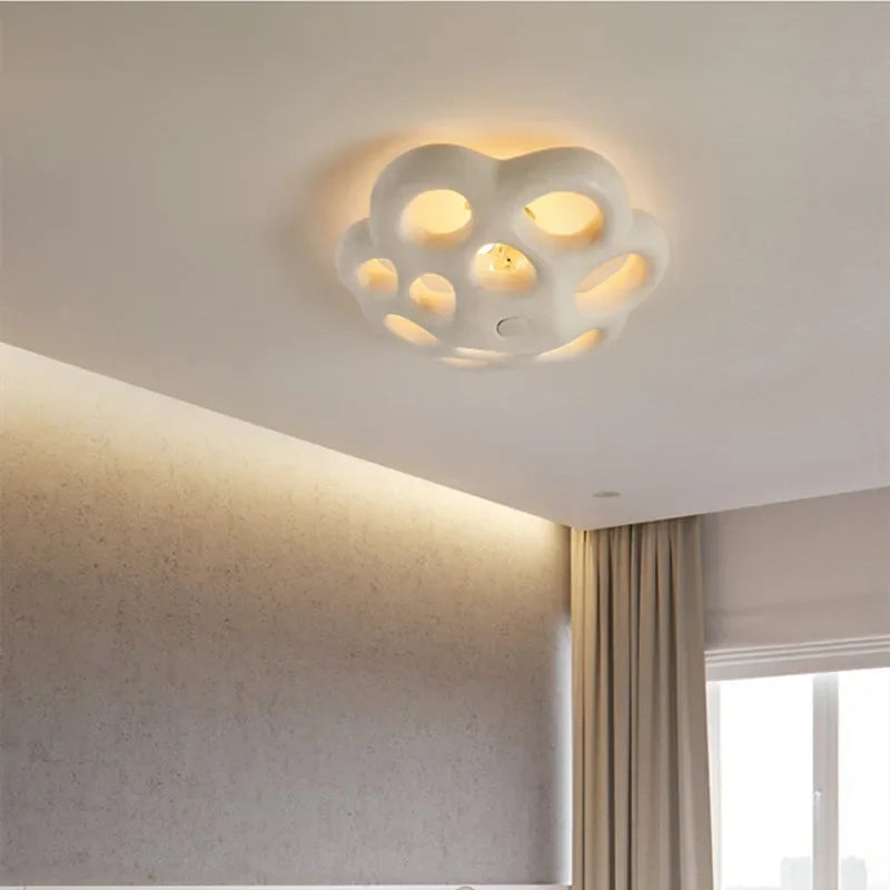 Nordic Minimalist Petal Wabi-Sabi LED Bedroom Ceiling Lamps Chandelier Living Dining Study Room Home Decor Ceiling Light Fixture - vue 3 sur 7