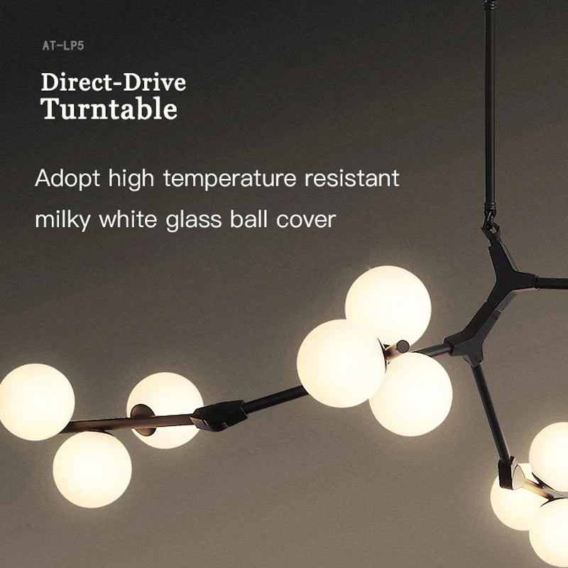 lustre nordique moderne led avec boules de verre - vue 11 sur 12
