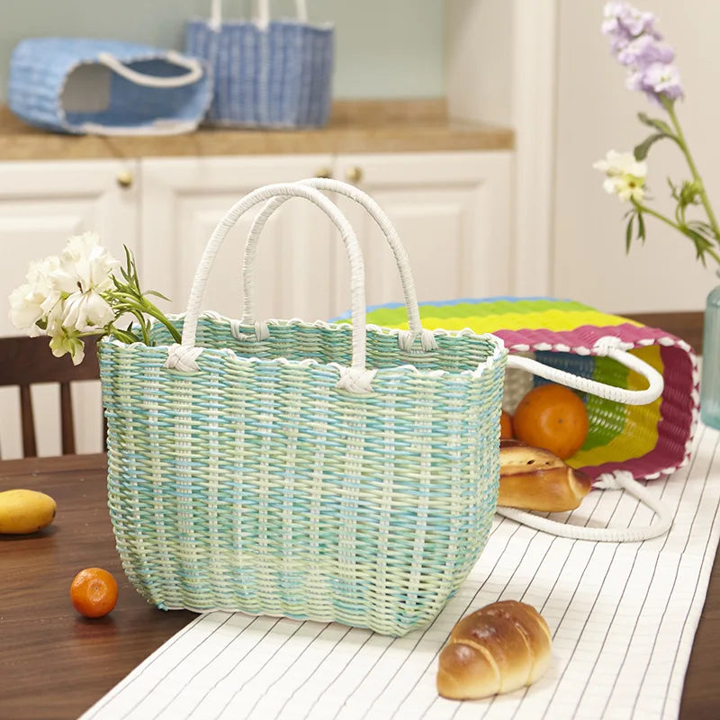 panier tissé imitation rotin pour pique-nique en extérieur - vue 5 sur 22