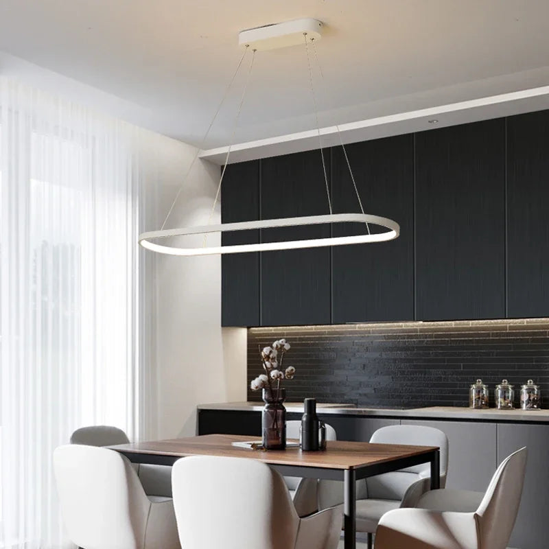 Minimalist Nordic oval chandelier for interior decoration - vue 5 sur 14