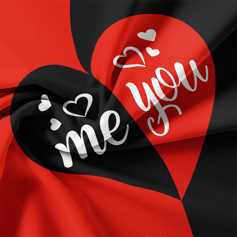 housse de couette imprimée cœur et lettres roses pour toutes saisons