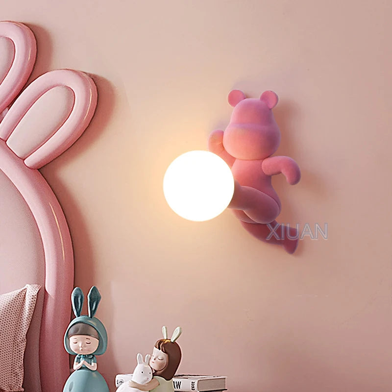 applique murale ours en résine et verre pour enfant - vue 4 sur 18