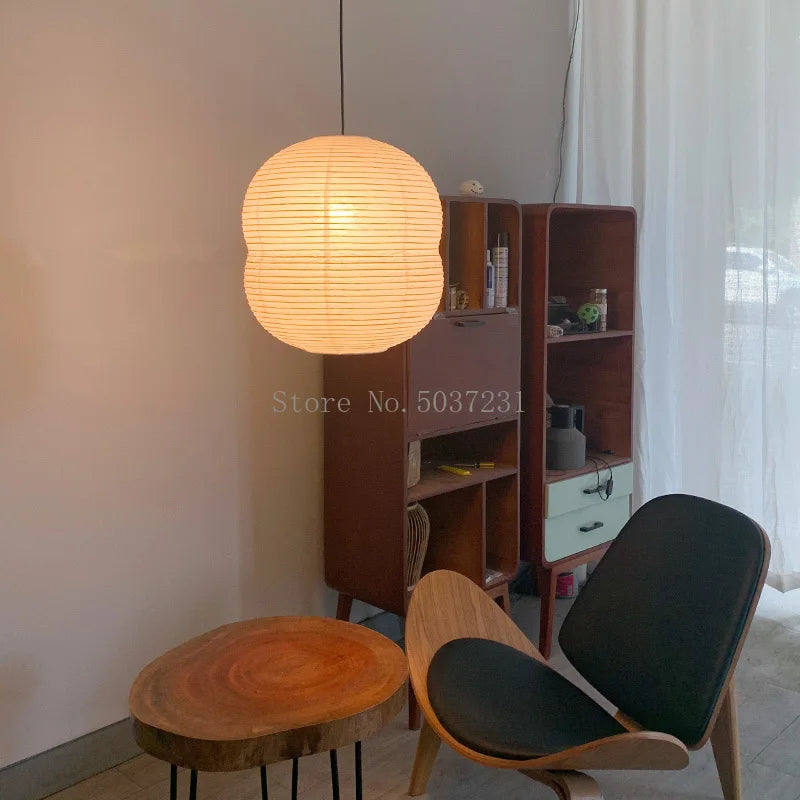 Suspension japonaise fait main en papier villa loft - vue 4 sur 5