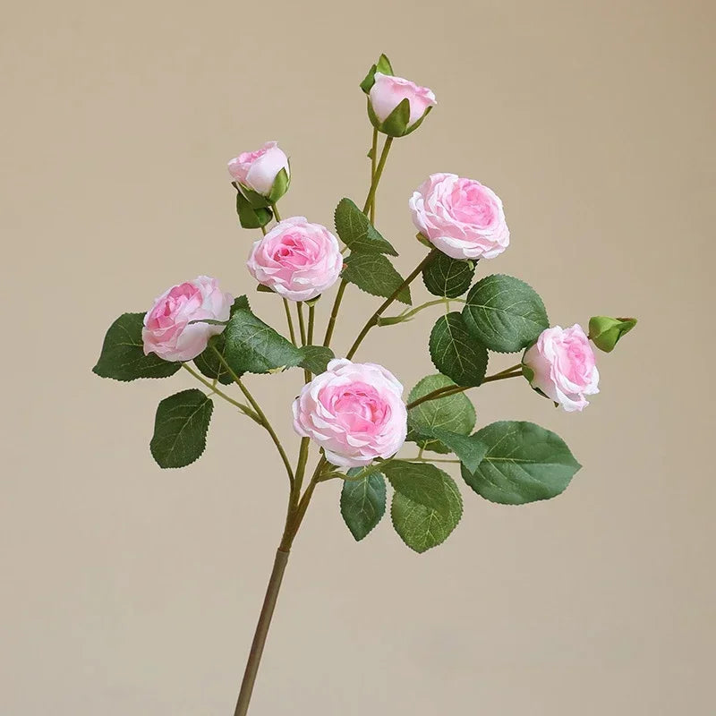 branches de roses artificielles à 7 têtes en soie décoratives - vue 6 sur 7
