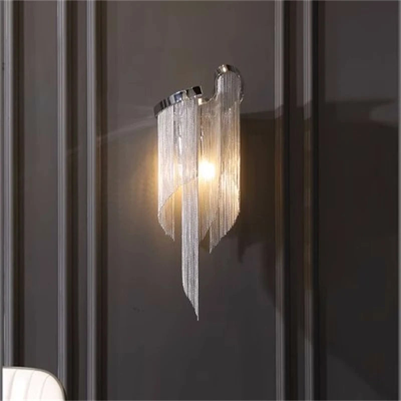 applique murale moderne élégante avec chaînes en aluminium pour décoration intérieure - vue 5 sur 5