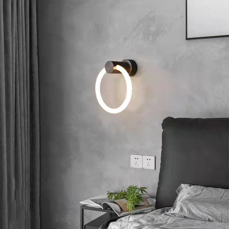 applique murale led moderne en laiton anneau acrylique gradation 3 températures - vue 5 sur 10