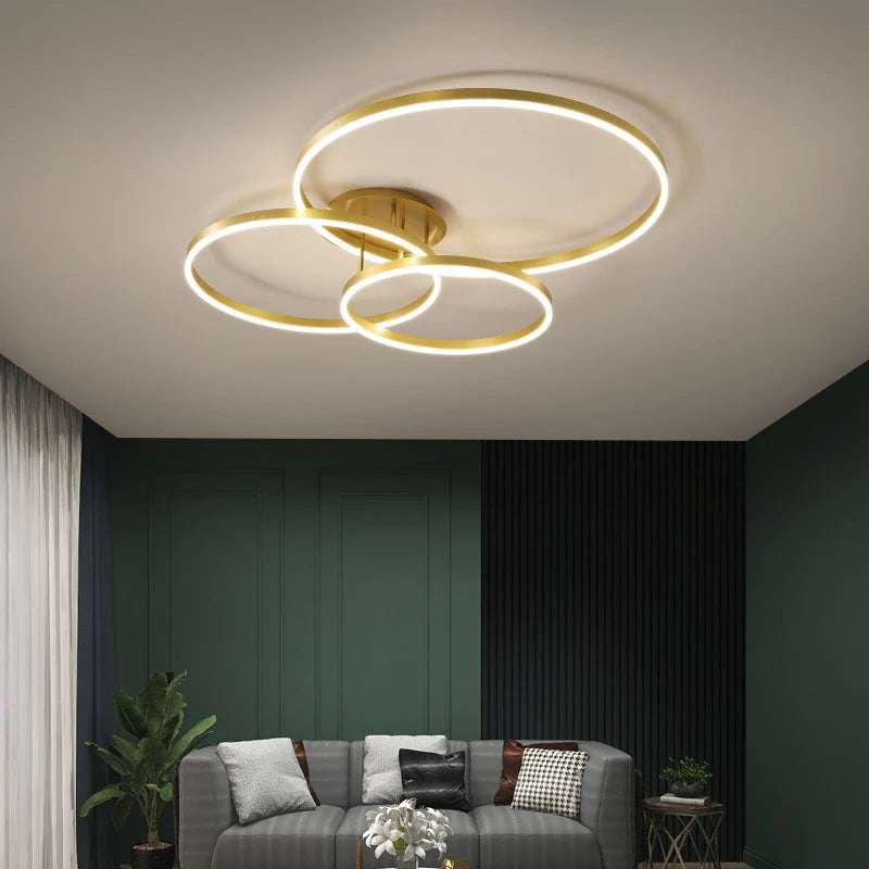 plafonnier led rond doré avec abat-jour acrylique créatif