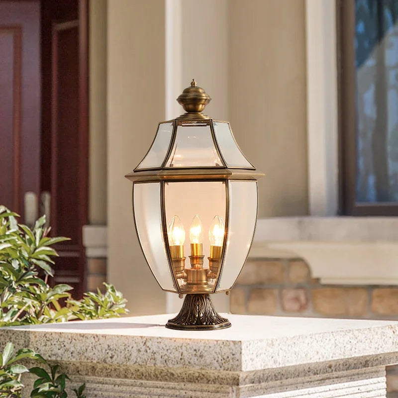 lampe de jardin classique en laiton éclairage extérieur étanche rétro - vue 3 sur 8