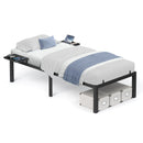 VASAGLE Single Bed Frame, Metal Bed Frame, with Bedside Shelves, Guest Bed Frame, for 90 x 190 cm Mattresses, Easy Assembly