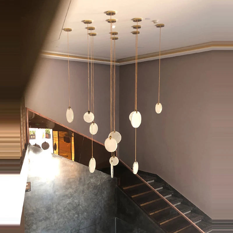 lustre led artistique en marbre doré à intensité réglable