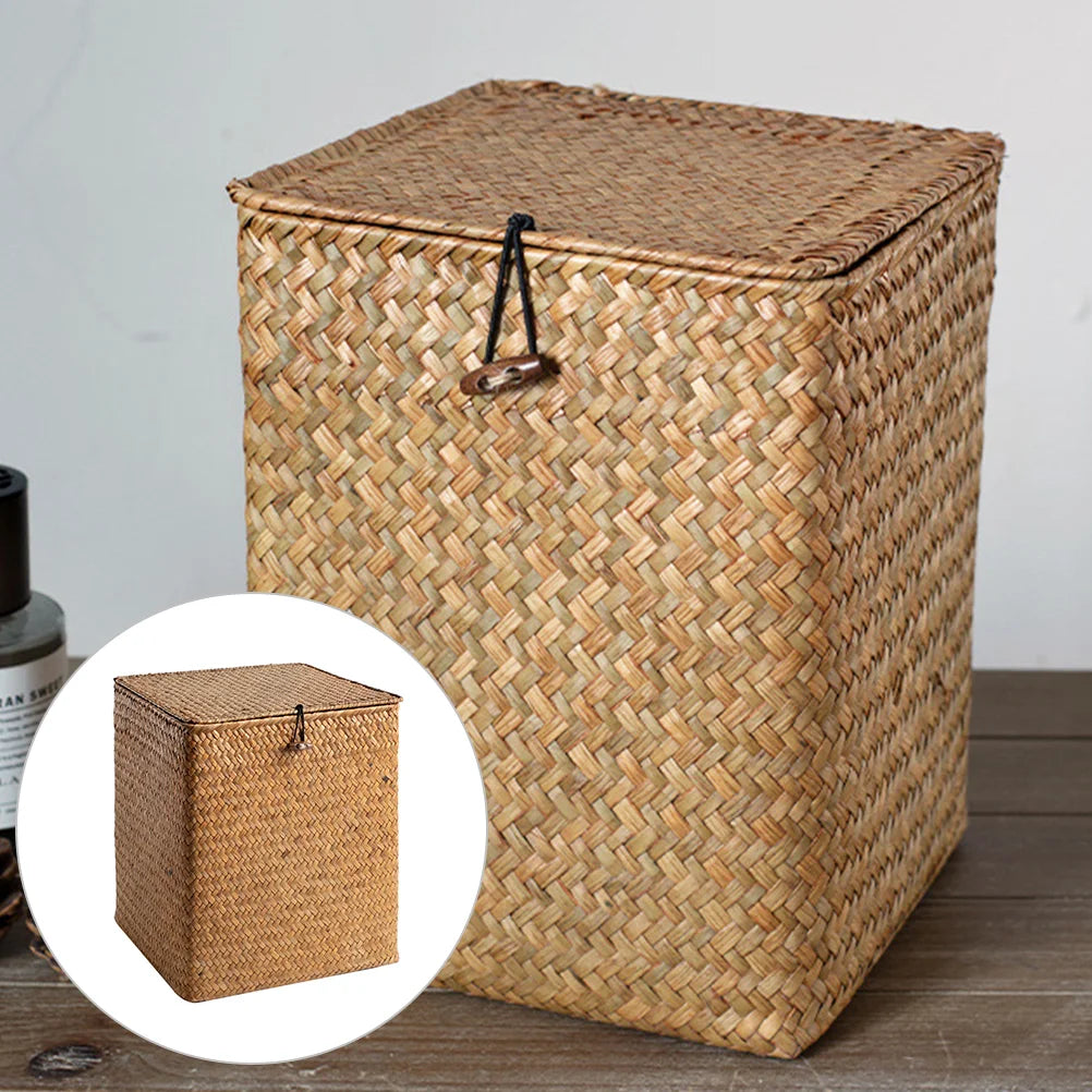 panier de pique-nique vintage en osier tissé à la main avec couvercle - vue 6 sur 7