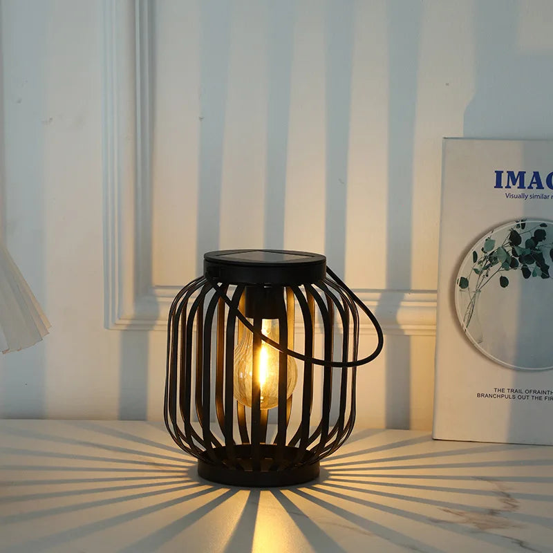 lampe de jardin solaire étanche en fer antique portable - vue 5 sur 6