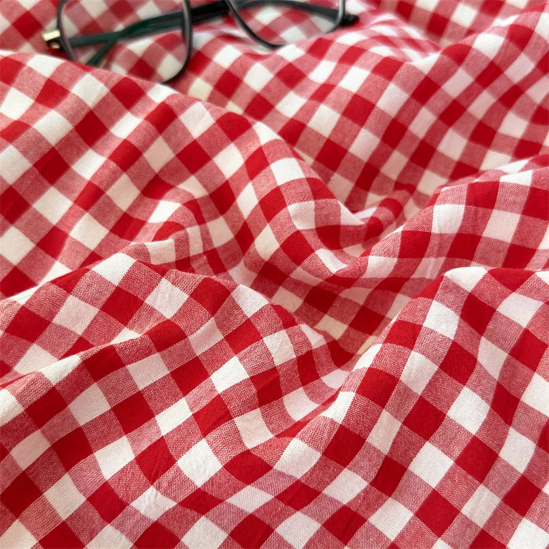 housse de couette en coton lavée à carreaux douce et confortable