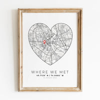 carte de ville personnalisée pour cadeau de saint-valentin