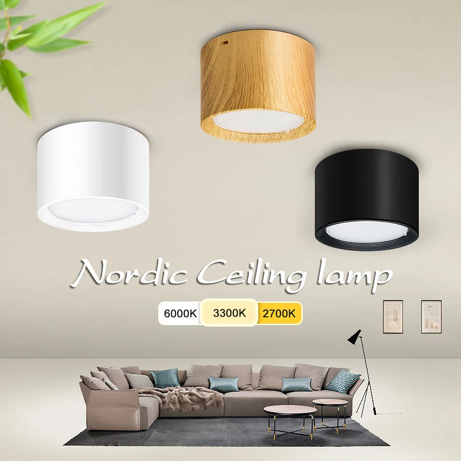 Mini LED plafonniers Dimmable Grain de bois Surface monté Downlight maison chambre décor Spot pour salon 220V 110V - vue 11 sur 11