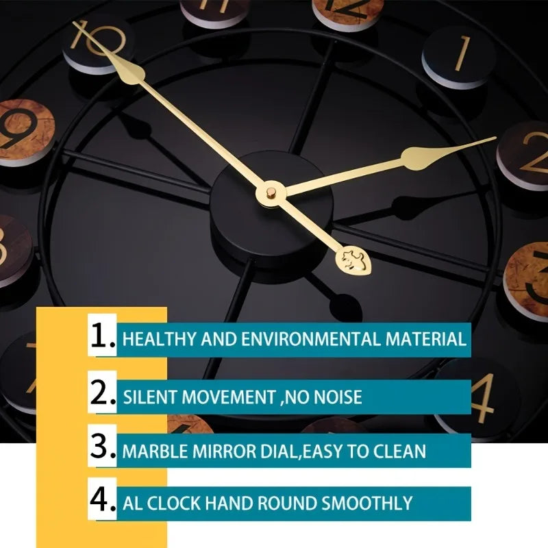 horloge murale ronde européenne de luxe créative et légère - vue 7 sur 7