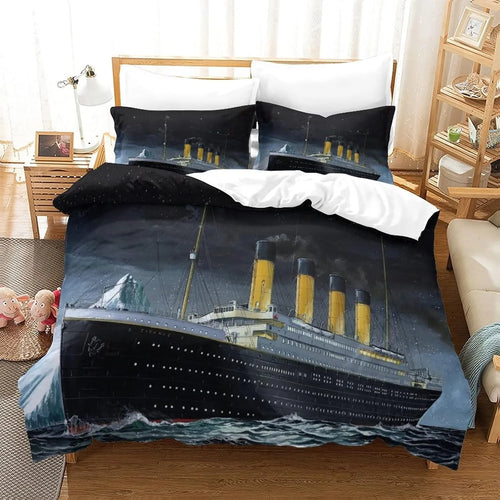 housse de couette 3D titanic motif océan romantique pour enfants