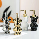 Bear Shape Ceramics Soap and Gel Dispenser, Creative Gold Silver, 200ml Empty Shampoo Bottle, Bathroom Storage Accessories