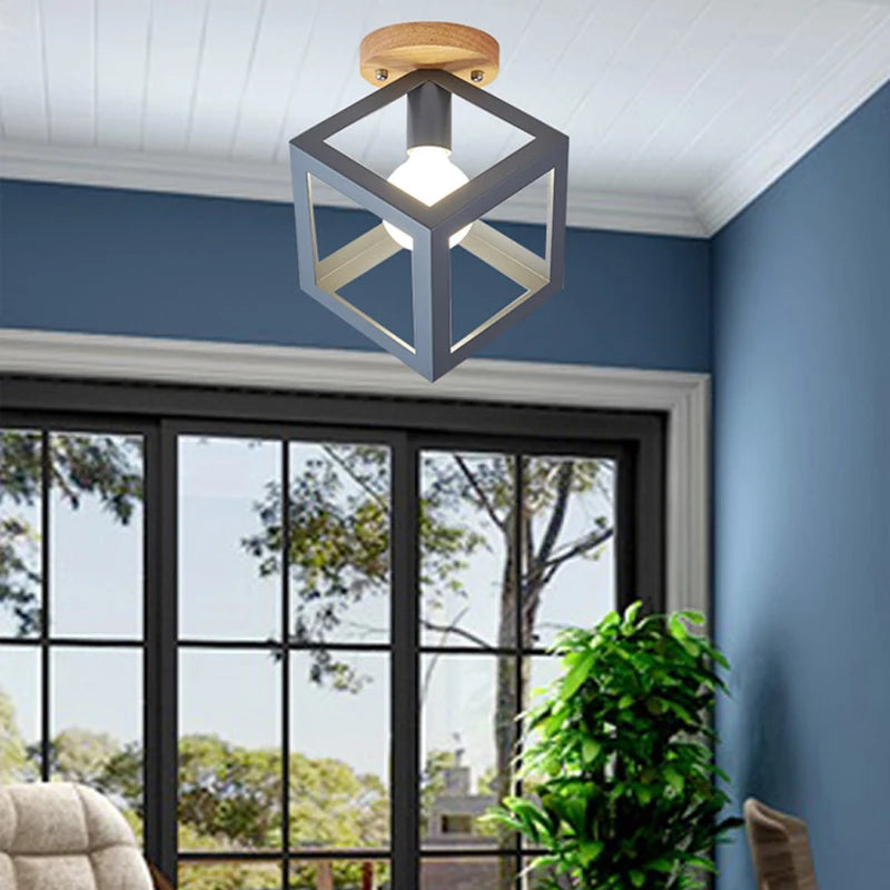 plafonnier nordique en bois luminaire créatif décoration moderne - vue 6 sur 18