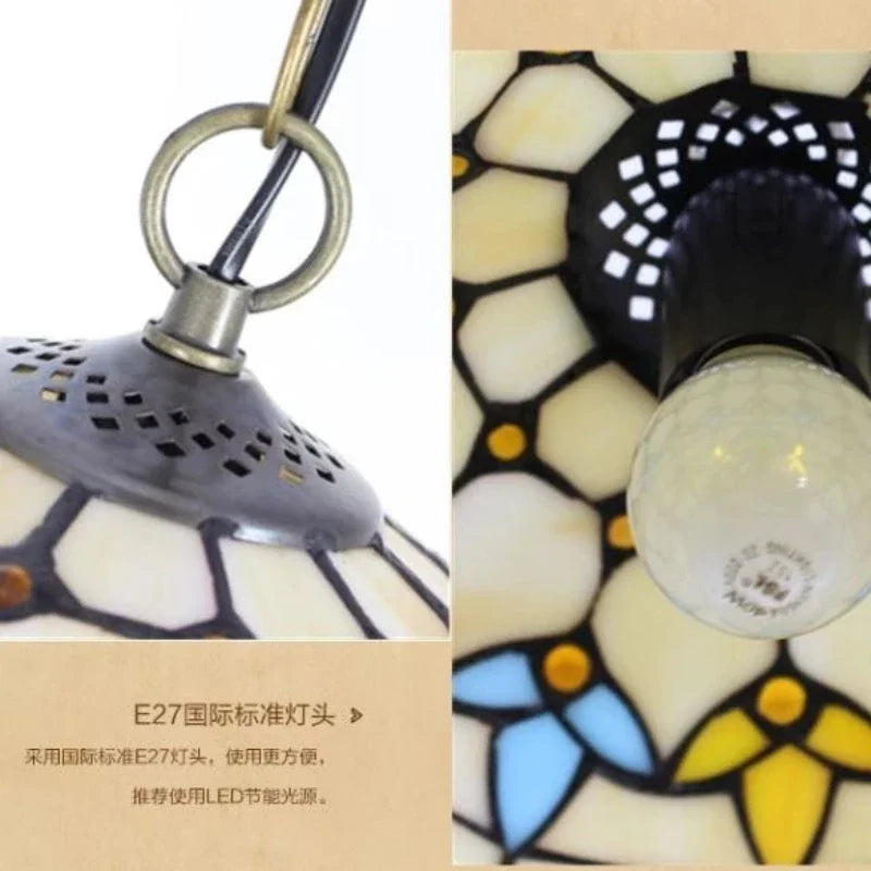 suspension tiffany en verre fait main style nordique paon