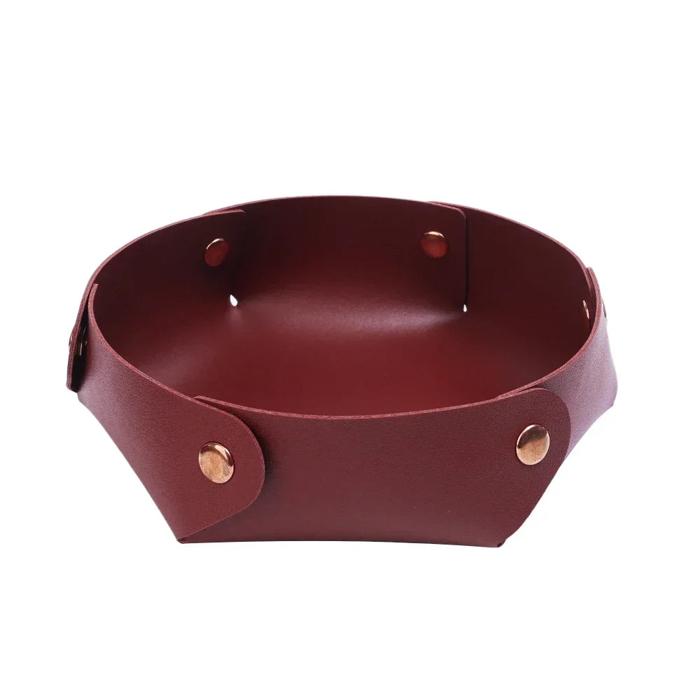 plateau en cuir pliable pour rangement et organisation - vue 9 sur 9
