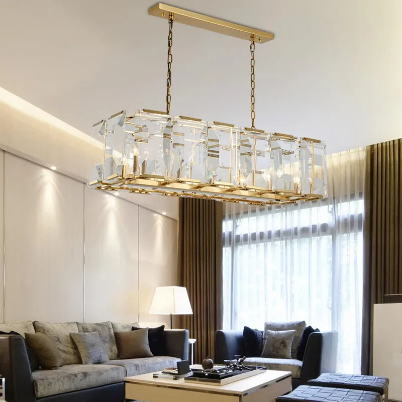 lustre en cristal de luxe moderne design éclairage suspendu - vue 5 sur 14