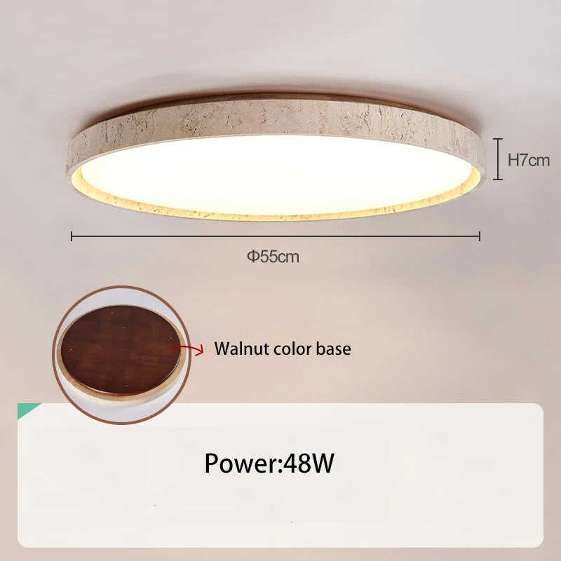 Led plafonnier pierre Downlight monté en Surface rétro luminaires noyer bûche bois couleur chambre salon grande lumière - vue 8 sur 13