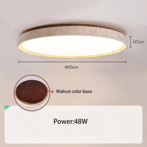 plafonnier Led en pierre Downlight monté en Surface rétro luminaires noyer bûche bois couleur chambre salon grande lumière - vue 9 sur 13
